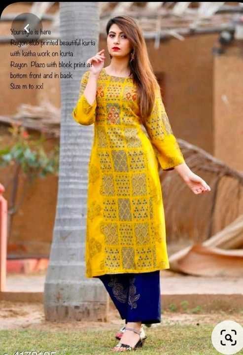 Rayon kurti with pant  uploaded by business on 3/21/2021