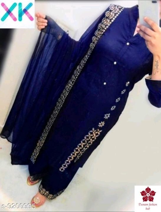 Reyon hige Embroidered long kurti with plazzo & Duppatta  uploaded by business on 3/21/2021