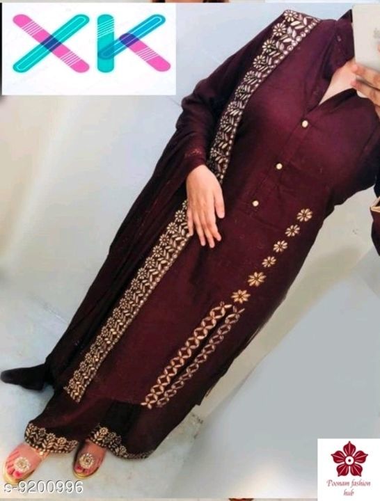 Reyon hige Embroidered long kurti with plazzo & Duppatta  uploaded by Online market on 3/21/2021
