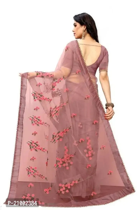 Stylish Net Embroidered Saree with Blouse piece For Women

 Color:  Peach

 Fabric:  Net

 Type:  Sa uploaded by Indian Shopping Mall on 9/18/2023