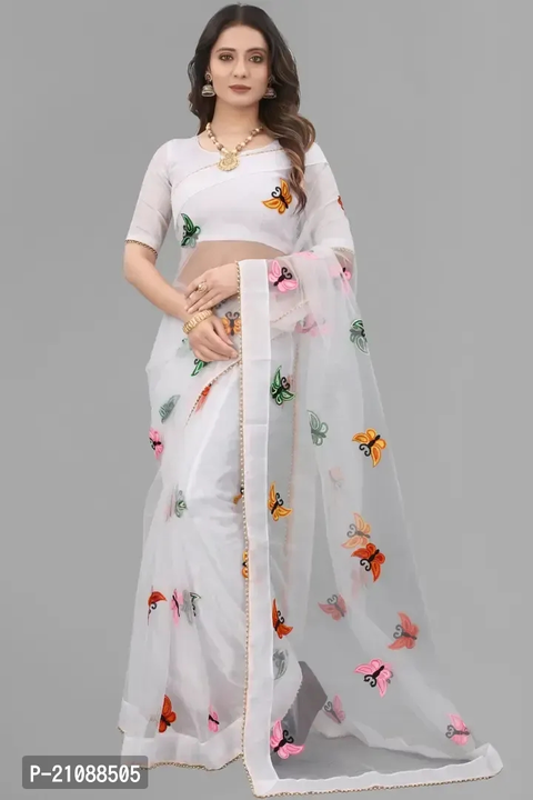 Elegant White Net Women Saree with Blouse piece
 uploaded by business on 9/18/2023