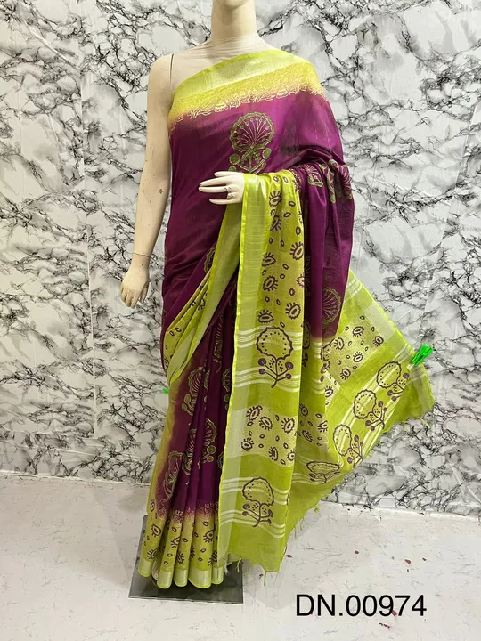 Hand block printed saree uploaded by business on 9/18/2023