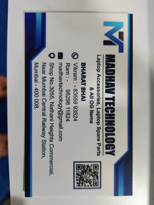 Visiting card store images of Madhav technology