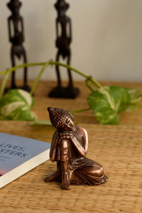 🧘🏻‍♂️Brown Metal Resting Buddha On Knee Statue  uploaded by business on 9/18/2023