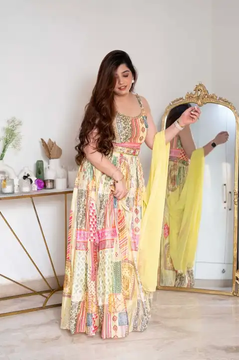 Strap maxi with belt and dupatta  uploaded by business on 9/18/2023