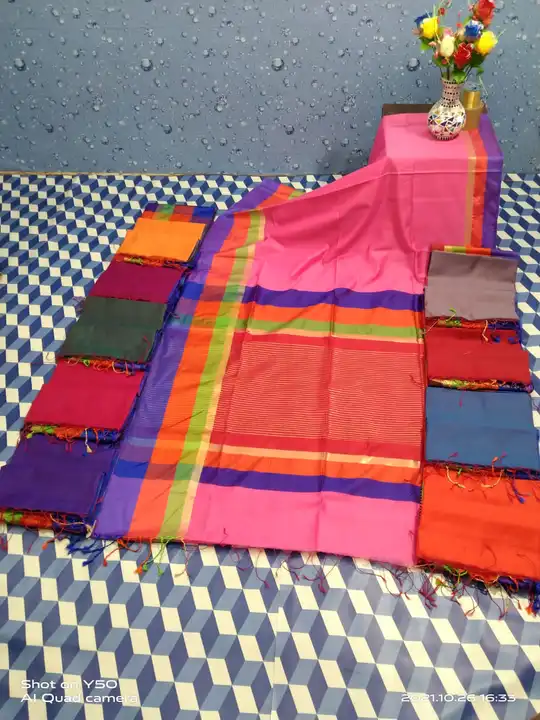 Banarasi cotton fabric satan Patta border saree  uploaded by Rhaman Silk sarees on 9/18/2023