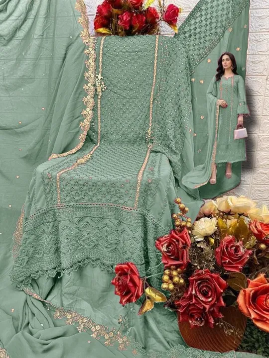 FABRIC DETAILS :-

 D.no 1586

 

Top:- GEORGETTE EMBROIDERED
Dupatta:- NAZMEEN EMBROIDERED
Bottom:- uploaded by Ayush fashion on 9/18/2023