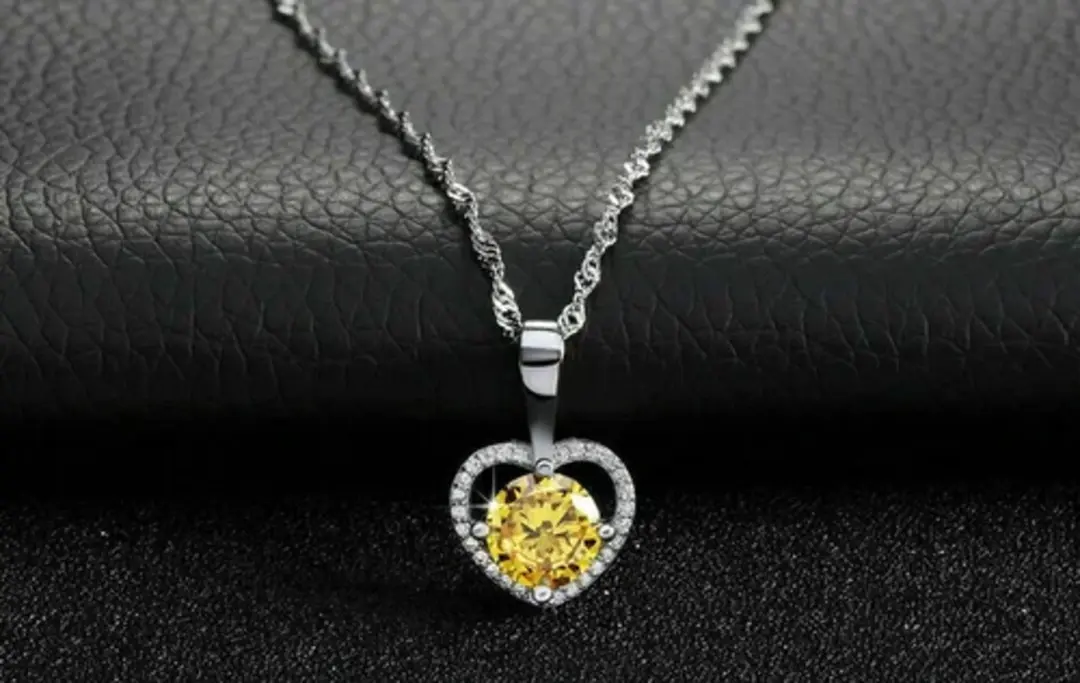 Silver yellow Pendant Necklace (Sterling silver 925) uploaded by business on 9/18/2023