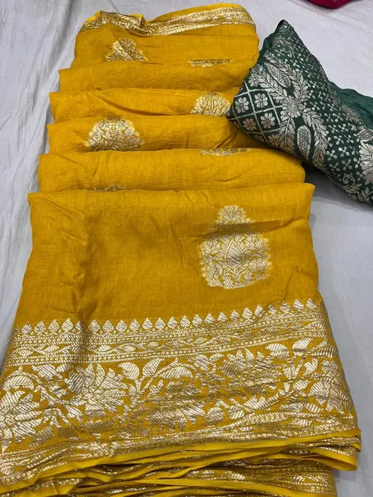 Only wholesale dola silk saree uploaded by Jyoti sarees manufacturer jaipur on 9/18/2023