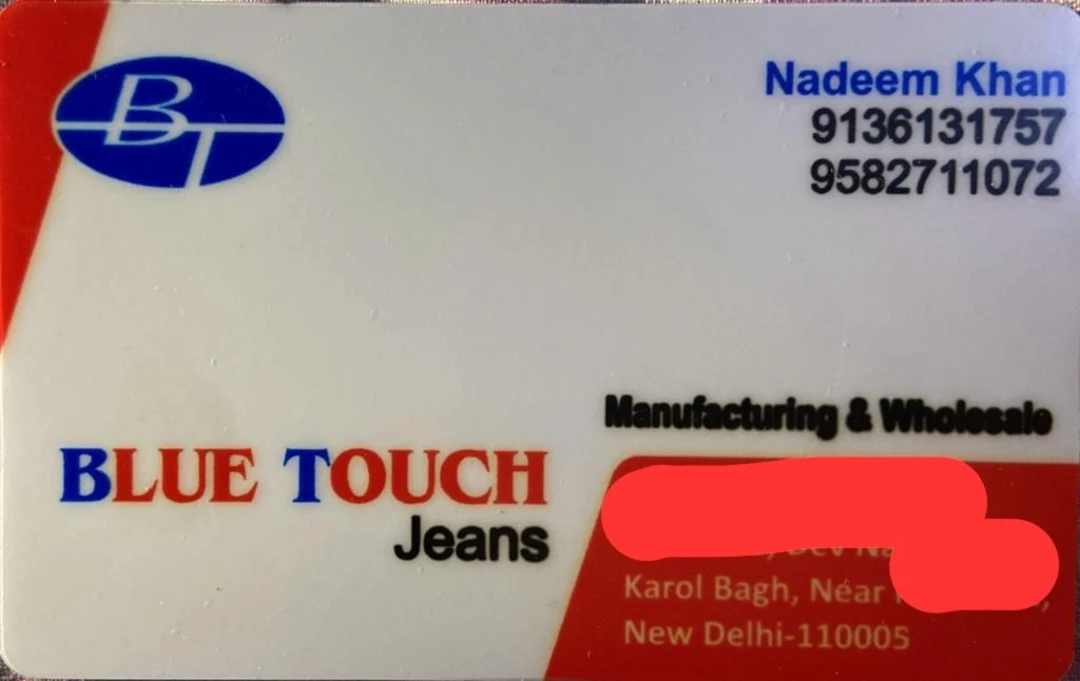 Visiting card store images of Blue Touch jeans