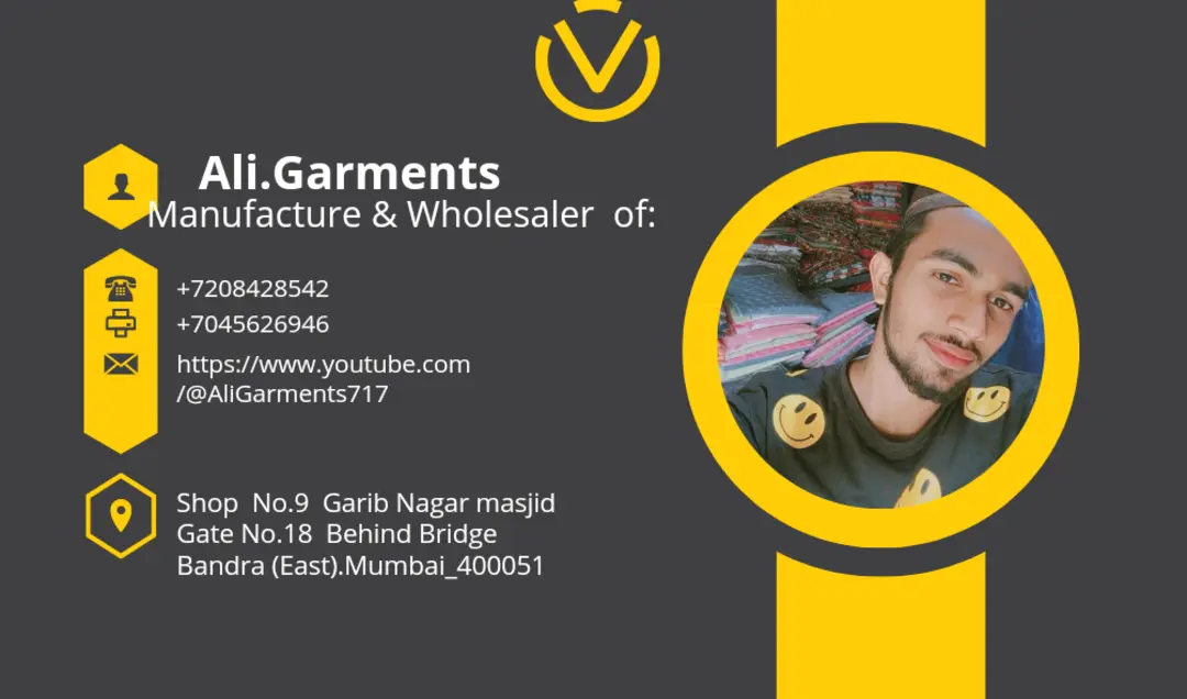 Visiting card store images of Ali Garment