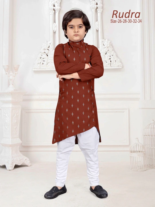Kid's Cotton Kurta with Embroidery Butti and Payjama (Catalogue Name : RUDRA) uploaded by business on 9/19/2023