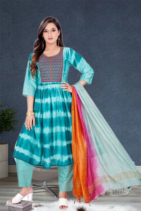 Tai & dai_Nayra cut Kurta set dupatta in Chanderi silk Best quality febric uploaded by business on 9/19/2023