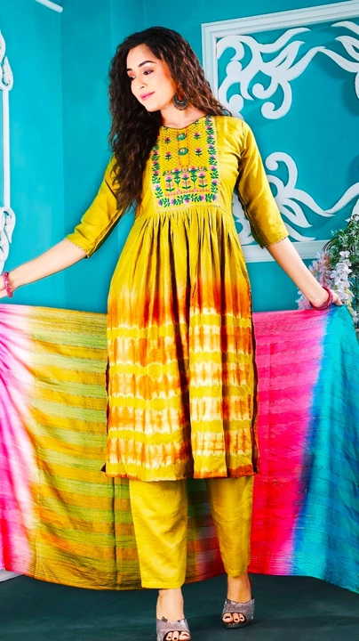 Tai & dai_Nayra cut Kurta set dupatta in Chanderi silk Best quality febric uploaded by business on 9/19/2023