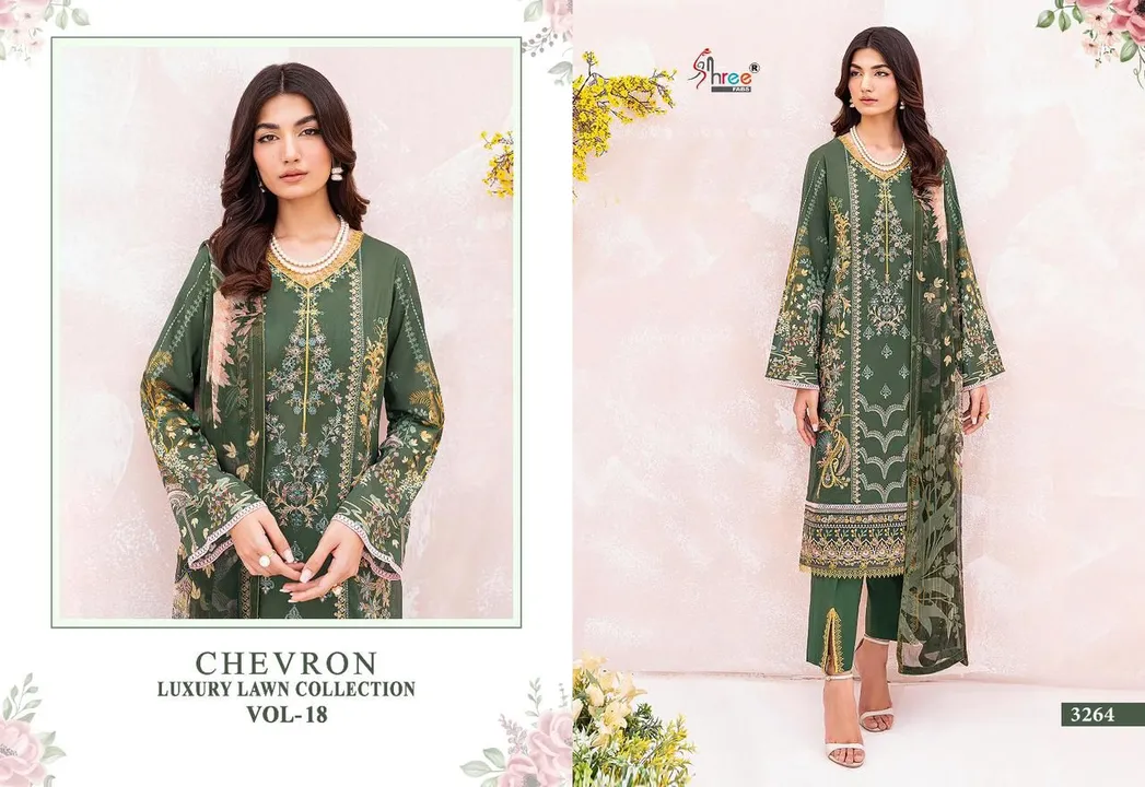 CHEVRON LUXURY LAWN COLLECTION VOL-18

TOP PURE LAWN PRINT WITH EXCLUSIVE SELF EMBROIDERY 

BOTTOM  uploaded by Ayush fashion on 9/19/2023