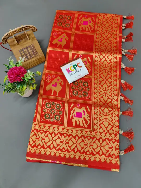 New Ajrakh Patola Style KcPc Banarasi Jackard Silk Saree  uploaded by business on 9/19/2023