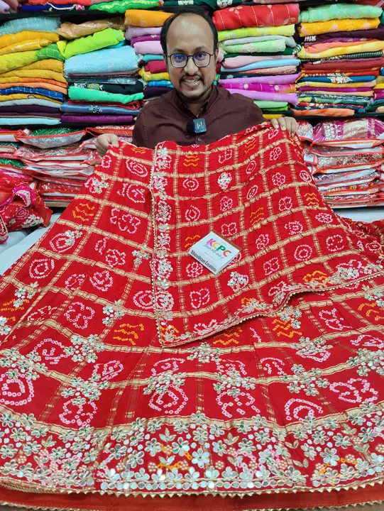 Pure Gaji Silk Bandhani Ghatchola Gotapatti Work Lehenga Chunni Set uploaded by business on 9/19/2023
