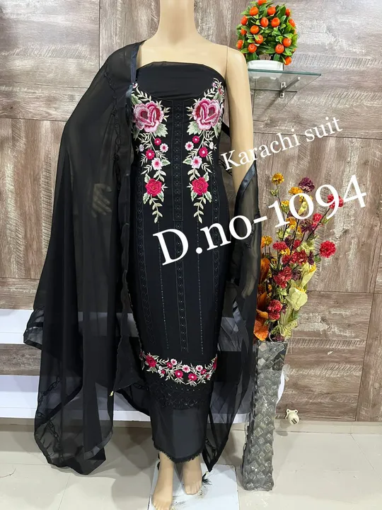 Trending Suits and Dress Material Karachi Black Georgette Suit Party Wear  uploaded by business on 9/19/2023