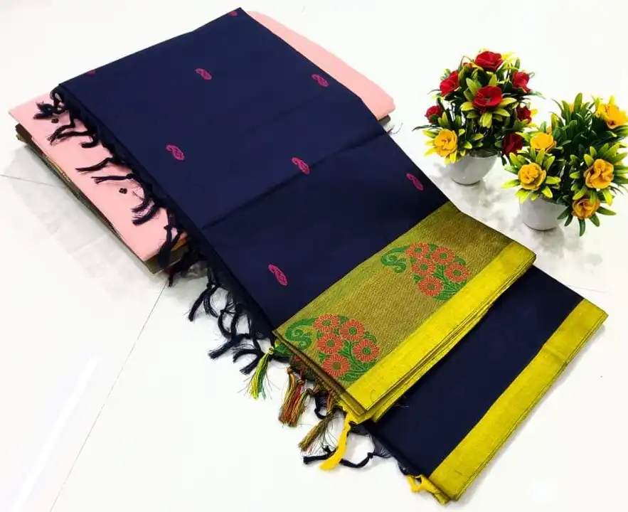 Post image *💐NEW ARRIVALS OF KANCHI COTTON SAREES🌴* 

*🌾OFFICE &amp; FORMAL USE COLLECTIONS*

*🌿Beautiful colour combinations*

*🌺80's count pure cotton

🥵 *Handmade plain Putta**

*🌾 Attractive borders*

*🌼 100% pure cotton*

*🌷 5.5 mtr Saree with out blouse*

*🌴 Saree Rs.0+ shipping*

*💧💧Confirm your order soon..*