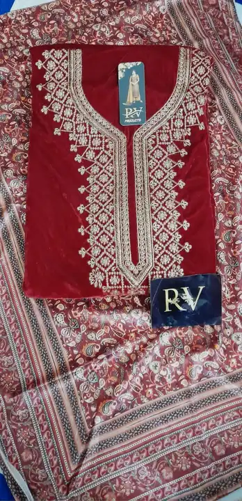 Velvet suits with stole at wholesale prices  uploaded by business on 9/19/2023