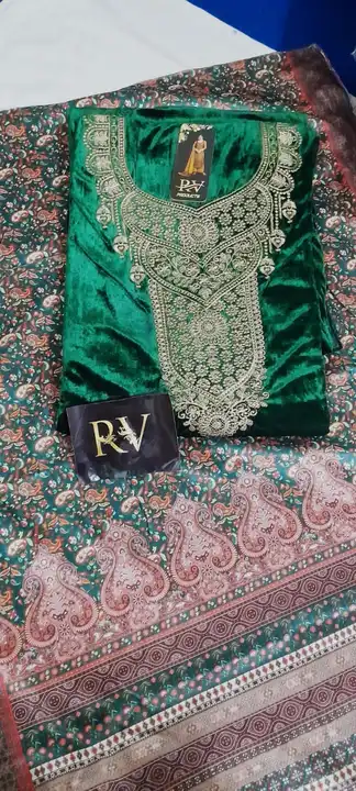 Velvet suits with stole at wholesale prices  uploaded by Rv Products on 9/19/2023