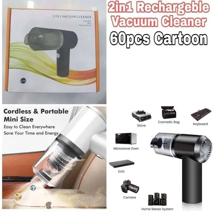2 In 1 Vacuum Cleaner | Rechargable vaccum Cleaner | Car Vacuum Cleaner uploaded by business on 9/19/2023