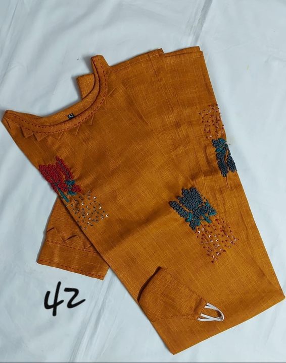 Cotton kurti with hand embroidery uploaded by business on 3/21/2021