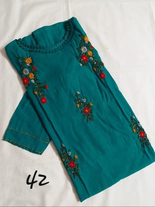 Cotton kurti with hand embroidery uploaded by Shidivinayak creation on 3/21/2021