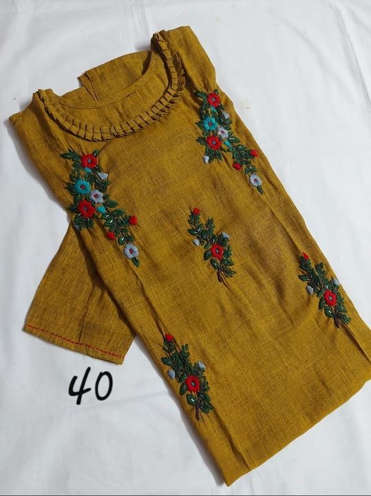 Cotton kurti with hand embroidery uploaded by business on 3/21/2021