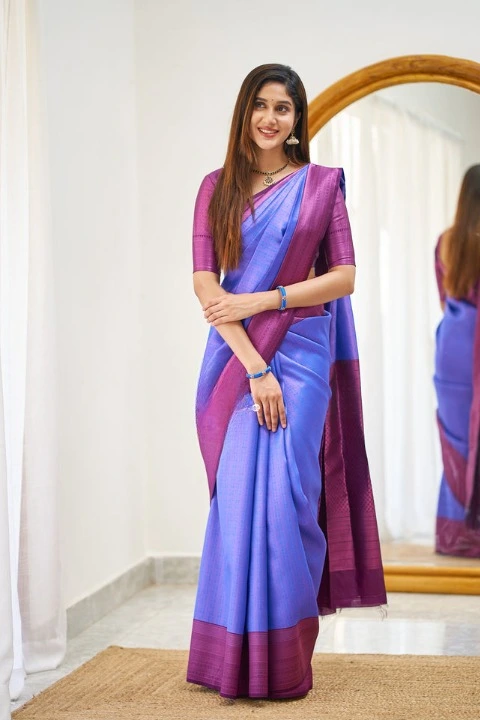 Rich pallu with allovar silver zari weaving butaa design saree uploaded by business on 9/20/2023