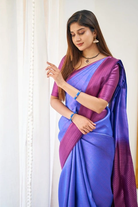 Rich pallu with allovar silver zari weaving butaa design saree uploaded by Dhananjay Creations Pvt Ltd. on 9/20/2023