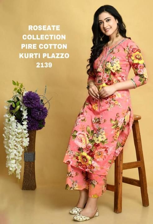 Post image *.             ROSEATE COLLECTION*
                    (Cotton Kurti Plazo)
                             *2047*

*Fabric Details : *
Stitched Cotton Fabric  Kurti Highlighted With Gota Lace Work
*Length * :45"inchs
*Fabric  * : Cotton


*Plazo* : Stitched  Pure Cotton Fabric Plazo 
*Length* : 39"inchs

*Size* :38-40-42-44*
*Price * : 999
(Ship Extra)

*.       Ready To Dispatch*