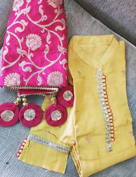 Pure weaving silk fancy embroidery pure silk dup haevy latkan  uploaded by Shidivinayak creation on 3/21/2021