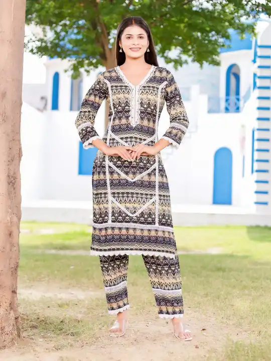 Cotton embroidered foil printed kurti with pent and dupatta  uploaded by PANIHARI COLLECTION CENTRE on 9/20/2023