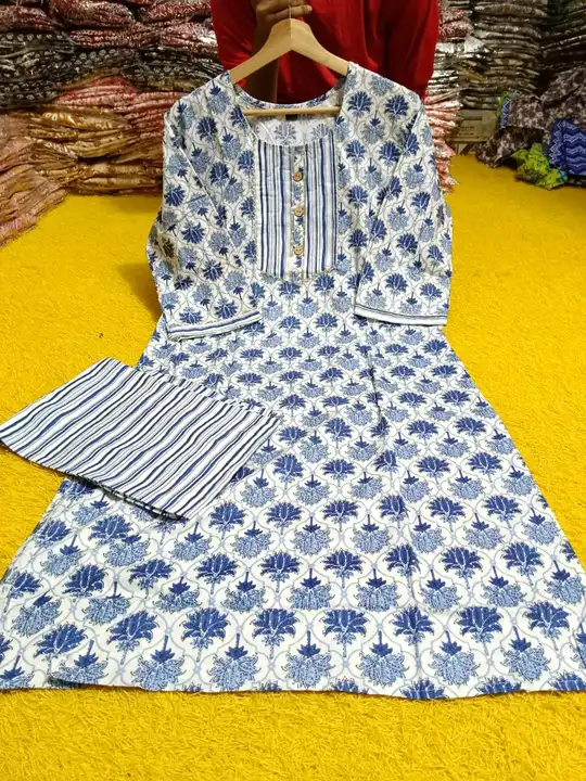 Jaipuri Print Cotton fabric kurta pant set  uploaded by Kabir Fashion World on 9/21/2023
