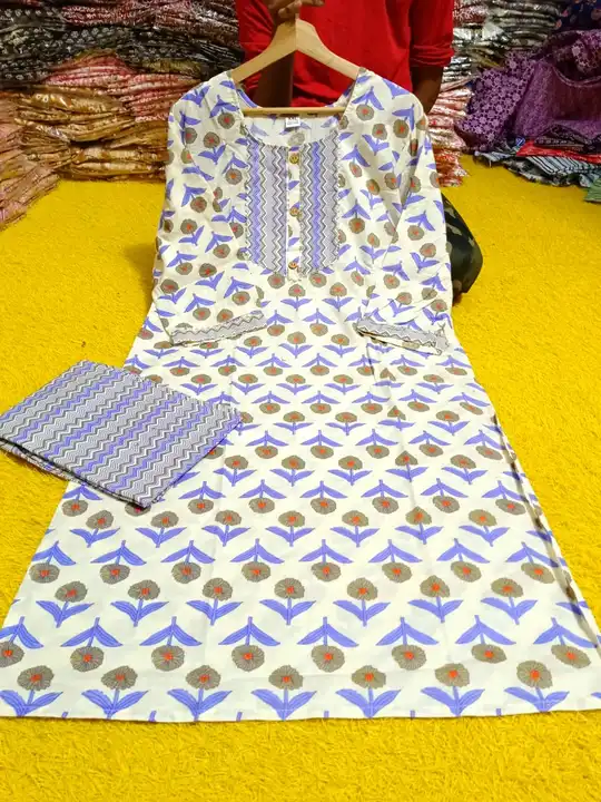Jaipuri Print Cotton fabric kurta pant set  uploaded by Kabir Fashion World on 9/21/2023