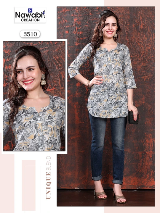 D.no:3510 ( Only Kurti )

Style: Short Kurti 

Fabric: Rayon Two Toan

Size: L

Length:30

Set: Four uploaded by business on 9/21/2023