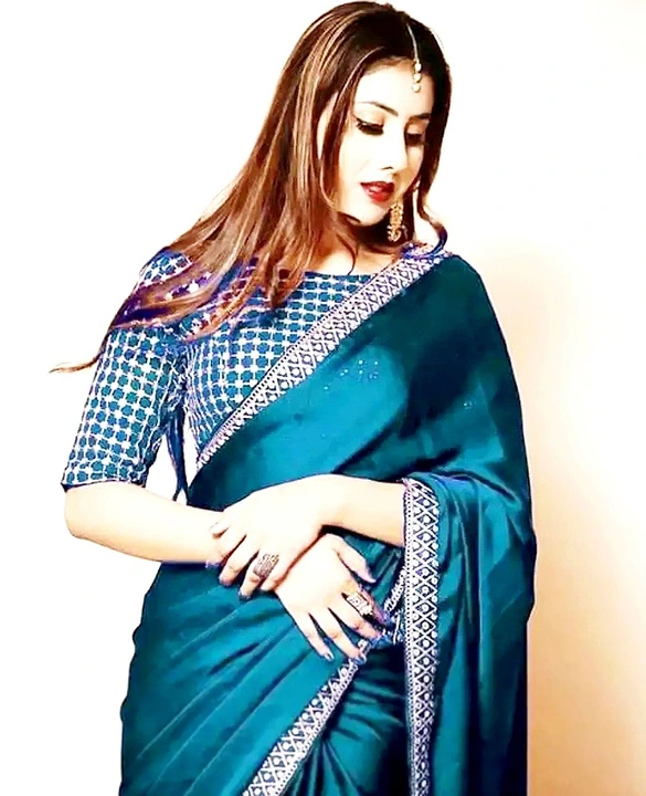 Stylish Vichitra Silk Navy Blue Woven Design Saree with uploaded by business on 9/21/2023