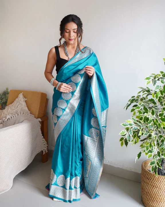 Rich pallu with allovar silver zari weaving design saree  uploaded by Dhananjay Creations Pvt Ltd. on 9/21/2023