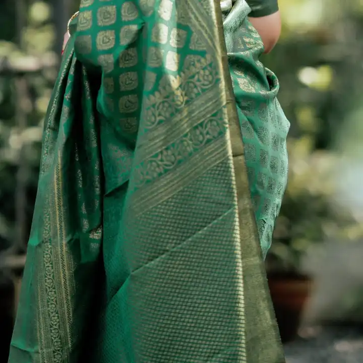 Rich pallu with allovar golden zari weaving design saree  uploaded by Dhananjay Creations Pvt Ltd. on 9/21/2023