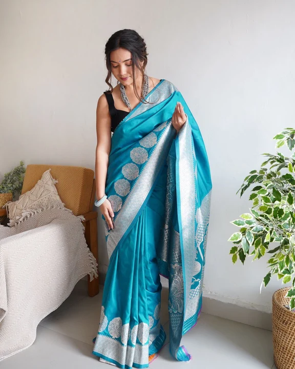 Rich pallu With Allover silver Zari Weaving design saree  uploaded by business on 9/21/2023