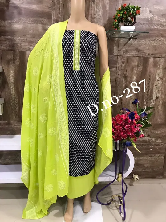 Latest Grey And Light Green Colour Designer Trending Suit Material Three Piece For Stylish Women  uploaded by Zuberiya Global on 9/21/2023