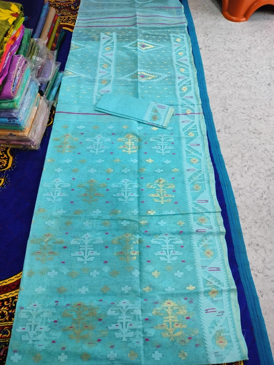 Muslin dhakai jamdani saree with blouse  uploaded by Puja saree kutir on 9/21/2023