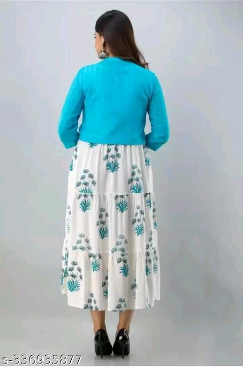 Blue jacket embroidery with flowers gown  uploaded by Koshal corporation on 9/21/2023