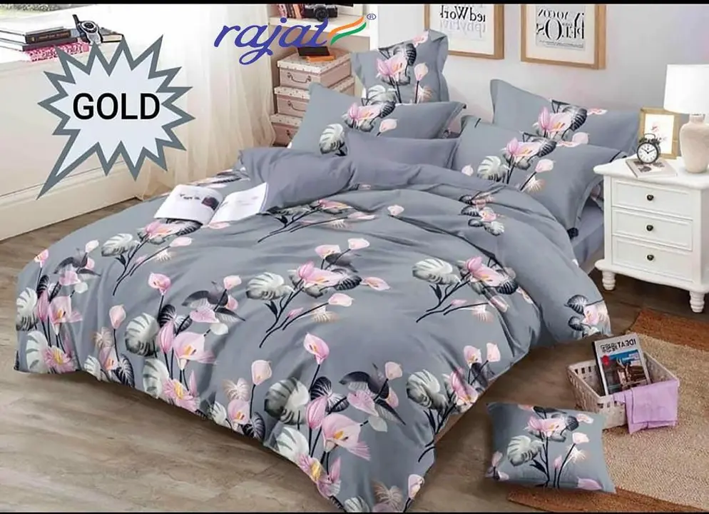 Super Gold  Glace Cotton  Double Bedsheet With Two Pillow uploaded by Sonya enterprises on 9/21/2023