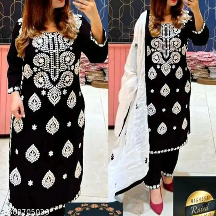 Heavy reyon kurti with pent  uploaded by business on 9/21/2023