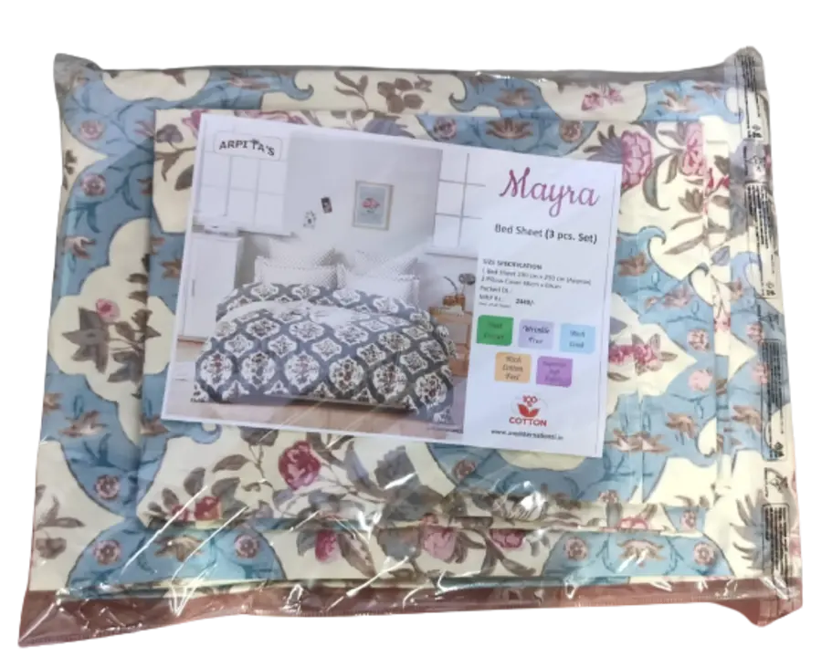 Double bed sheet with two pillow cover uploaded by business on 9/22/2023