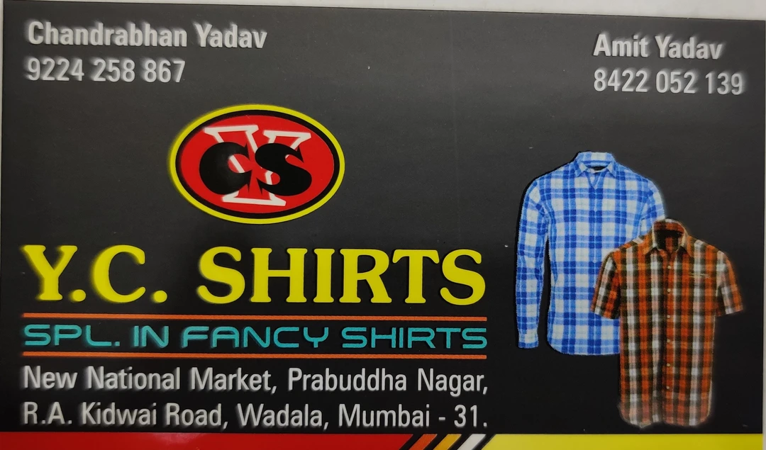 Visiting card store images of Y.C.Shirts