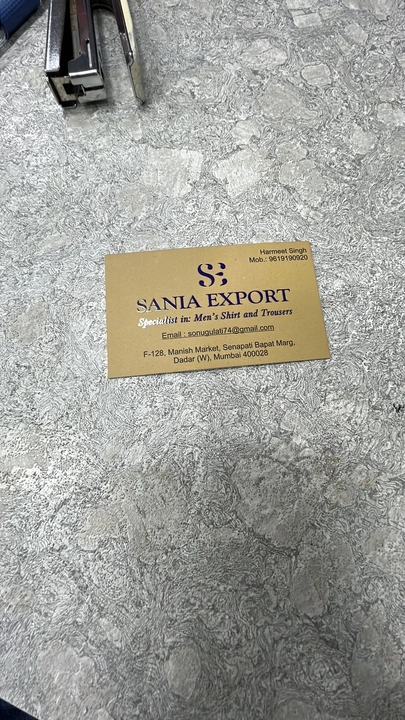 Visiting card store images of Sania exports