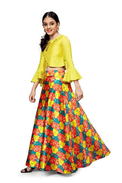 Girl's Ethanic Wear Bamboo Slik Designered Western Crop Style Lehenga Choli Set  uploaded by business on 9/22/2023